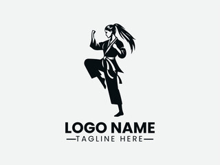 Female Martial Arts Logo Design, Woman Martial Arts Logo, Martial Arts Girl Logo