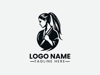Female Martial Arts Logo Design, Woman Martial Arts Logo, Martial Arts Girl Logo