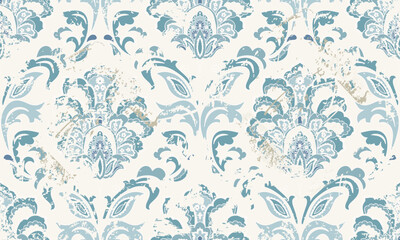 Seamless vintage rug with an effect of attrition. Damask carpet. Hand drawn seamless abstract pattern with eastern motifs. vector illustration
