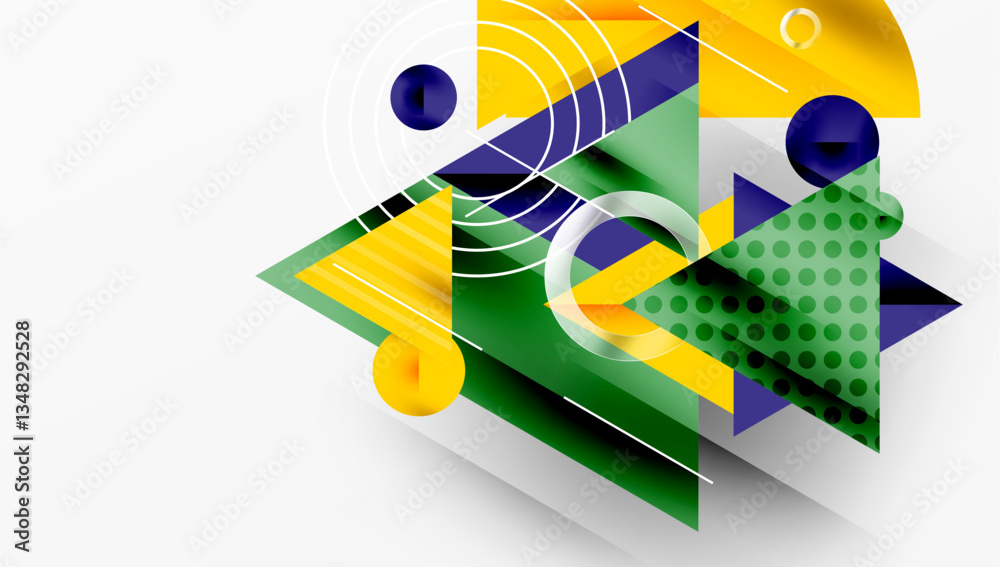 Poster Sleek abstract background - layered triangles with vibrant gradient tones. Semi-transparent shapes add depth and contemporary aesthetic