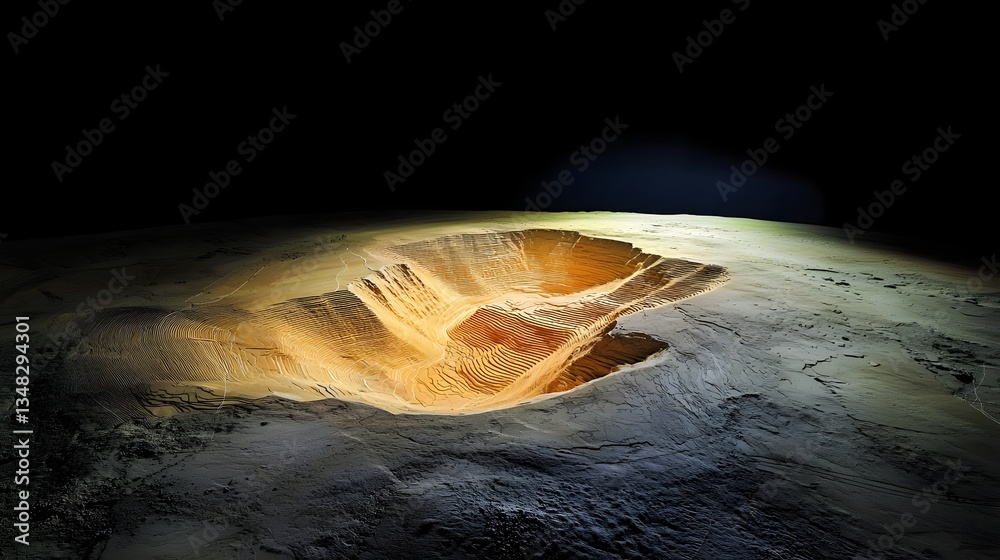 Poster This dramatic textured landscape appears extraterrestrial but it is actually a topographic map of Earth s surface created using advanced satellite based Lidar technology