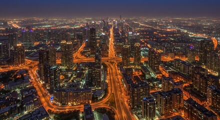 Obraz premium Golden Glow over the City at Night 
