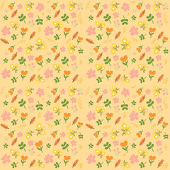 Hand-Drawn Whimsical Floral Pattern Vector  - Seamless Nature Repeat for Versatile Designs