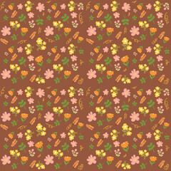 Hand-Drawn Whimsical Floral Pattern Vector  - Seamless Nature Repeat for Versatile Designs