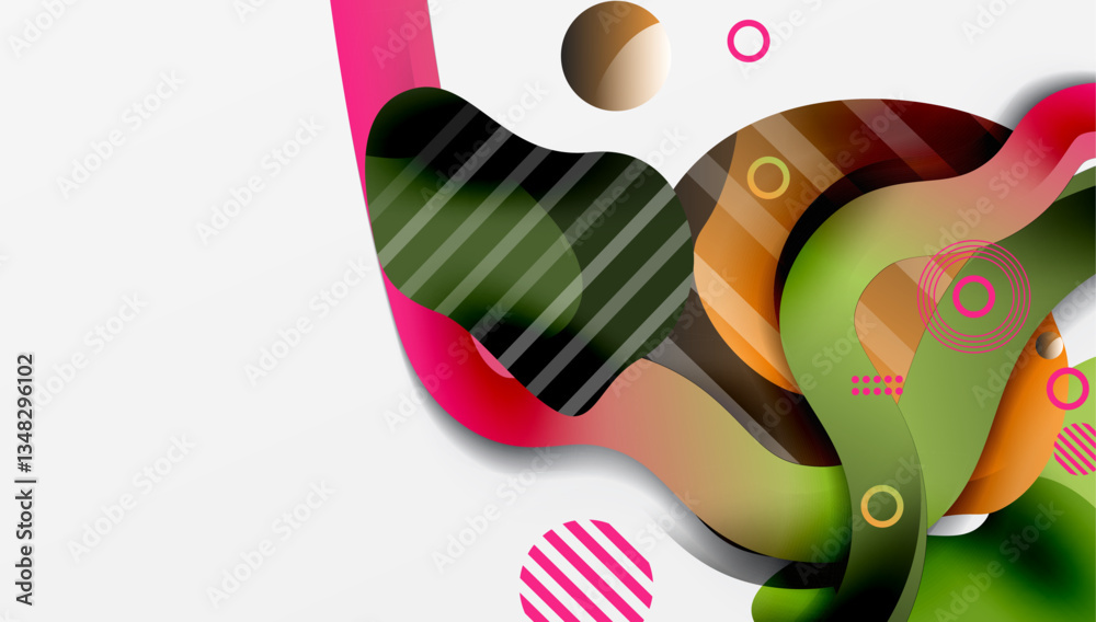 Poster abstract liquid shapes and lines background