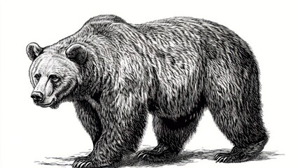 Obraz premium Majestic Grizzly Bear: A Pen and Ink Masterpiece