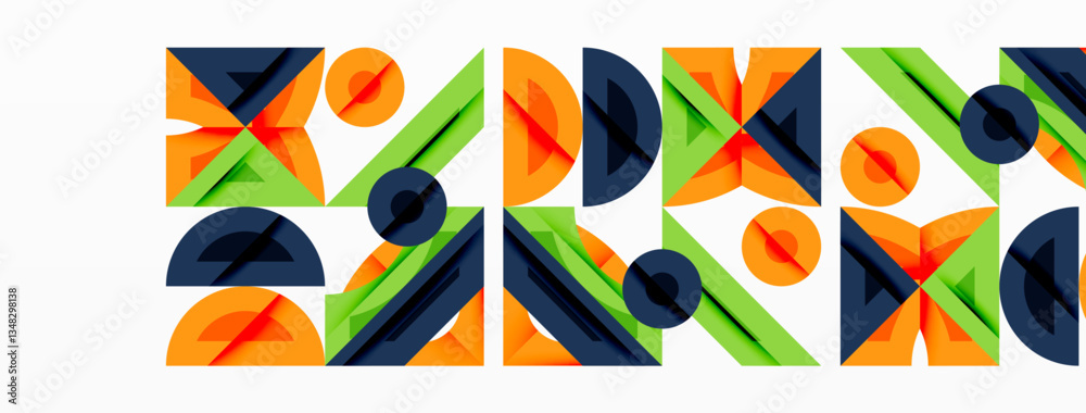 Aufkleber Abstract geometric background with shapes, featuring circular and rounded elements. Bold contrast, smooth gradients, dynamic composition, futuristic style