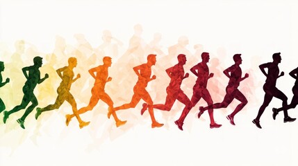 Obraz premium Marathon Runners Colorful Abstract Illustration of Athletes Running a Race