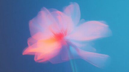 Blurry depiction of a flower in various pink and blue hues