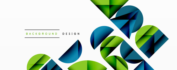 Abstract geometric pattern with intersecting circles and triangles in gradients. The high-contrast composition creates depth and a dynamic, modern aesthetic