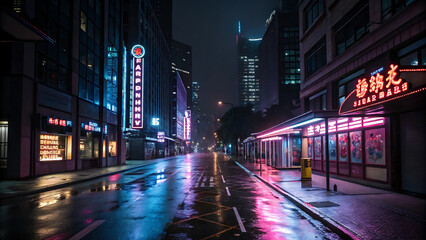 Obraz premium night city street