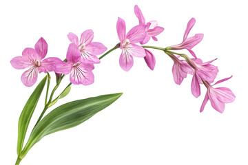 Obraz premium Pink Orchid Branch With Green Leaves