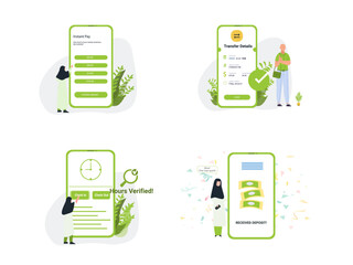 how it works illustrations for payment system, web app, mobile design, app ui, web elements
