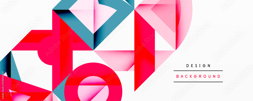 Poster Minimal geometric abstract background. Circle square and triangle design