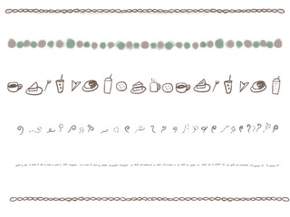 Obraz premium 手描き 罫線 カフェ おやつ