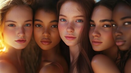 Obraz premium Diverse Group of Happy Young Women Posing Together