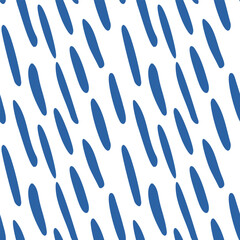 Hand drawn pattern dashes strokes marks. Seamless abstract vector backgrounds in blue and white.