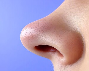 Fototapeta premium Close up view of human nose and skin texture