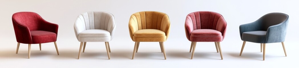 Naklejka premium Set of Modern Upholstered Armchairs