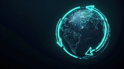 Obraz premium Glowing Earth with Circular Arrows Representing Sustainability Concept