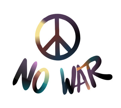 "No War" icon with peace symbol, vibrant design, activism and peace message, colorful design - Powered by Adobe