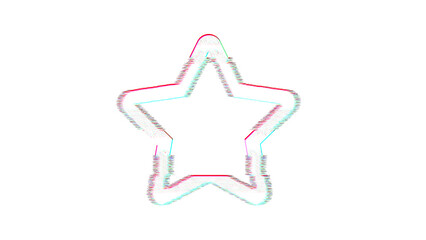 Icon star is distorted. Glitch. Noise, chromatic aberration, geometric distortion