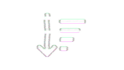 Icon sort amount down is distorted. Glitch. Noise, chromatic aberration, geometric distortion