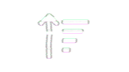 Icon sort amount up is distorted. Glitch. Noise, chromatic aberration, geometric distortion