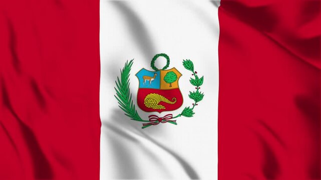 Realistic Peru Flag Flying Waving in the wind Animation HD Video