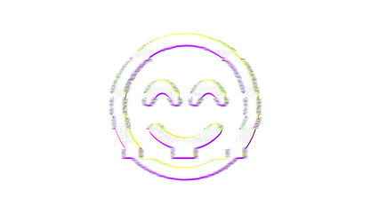 Icon smile beam is distorted. Glitch. Noise, chromatic aberration, geometric distortion