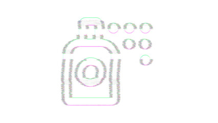 Icon spray can is distorted. Glitch. Noise, chromatic aberration, geometric distortion