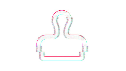 Icon stamp is distorted. Glitch. Noise, chromatic aberration, geometric distortion