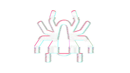 Obraz premium Icon spider is distorted. Glitch. Noise, chromatic aberration, geometric distortion