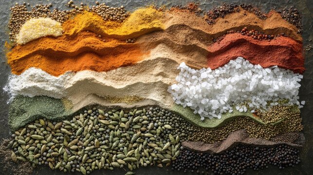 Edible elevations spices create a topographical mountain map