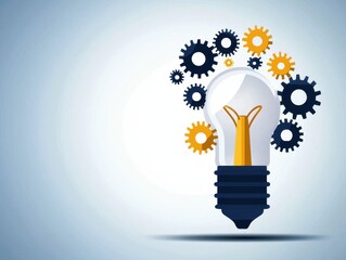 Illuminating Ideas: Lightbulb and Gears Conceptual Illustration