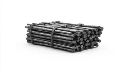 Stack of Steel Reinforcement Bars for Construction Use