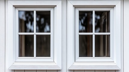 Fototapeta premium Two rectangular white windows featuring a cross shaped design