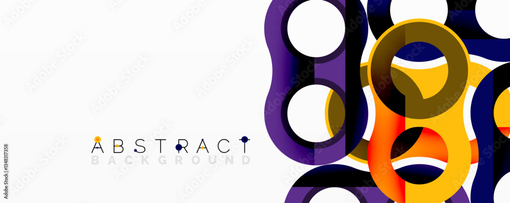Poster Abstract circle element composition with overlapping circular and tubular shapes featuring smooth gradients, transparency effects, and dynamic layering