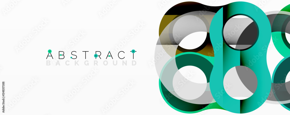 Poster Abstract geometric pattern with interlocking circular and tubular shapes featuring smooth gradients, sharp contrasts, and dynamic layering