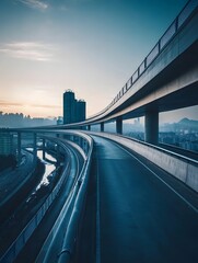 Fototapeta premium Massive bridge with water pipelines running alongside, urban infrastructure and smart city concept