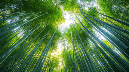The Bamboo Forest Radiates a Peaceful and Enchanting Ambiance &ndash; Towering Bamboo Stalks Form a Serene
