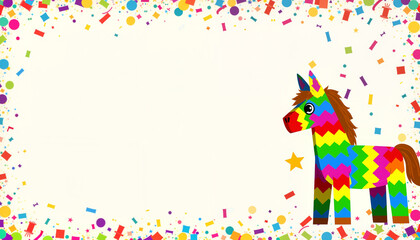 Obraz premium Colorful pinata with confetti on white background 