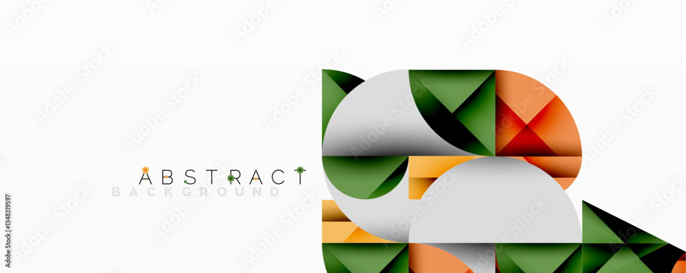 Poster Modern abstract composition with layered circles and angular segments featuring gradients, transparency effects, and a structured geometric layout