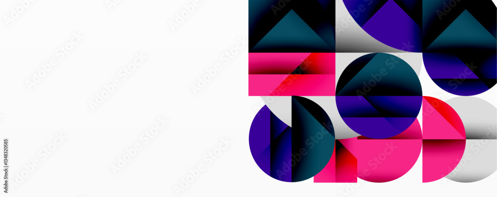 Aufkleber Modern abstract composition with layered circles and angular segments featuring gradients, transparency effects, and a structured geometric layout