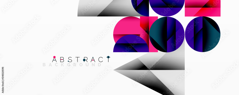 Aufkleber Modern abstract composition with layered circles and angular segments featuring gradients, transparency effects, and a structured geometric layout