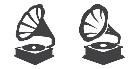 Gramophone Icons Silhouette Vector Set