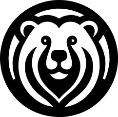 Modern Geometric Bear Face Silhouette Logo in Bold Circular Design – Black Vector on White Background