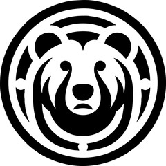 Modern Geometric Bear Face Silhouette Logo in Bold Circular Design – Black Vector on White Background