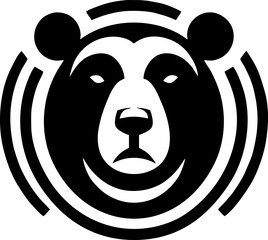 Modern Geometric Bear Face Silhouette Logo in Bold Circular Design – Black Vector on White Background