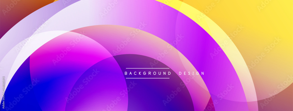 Poster Layered circular shapes in vivid colors form a gradient-rich abstract design with smooth transitions, depth effects, and a modern, futuristic aesthetic